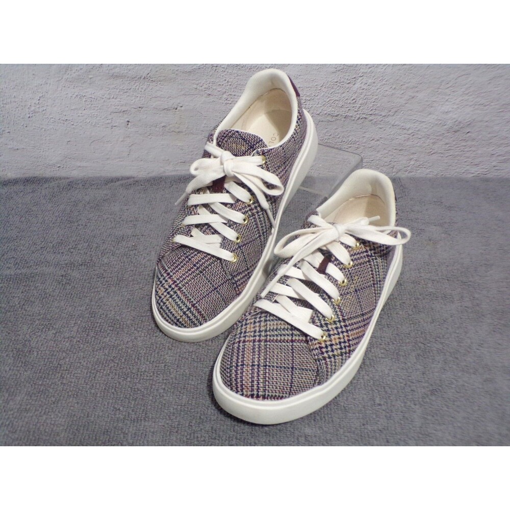 COLE HAAN Women's Crosscourt Traveler Sneaker Size 6B Plaid & Cream Laces.......